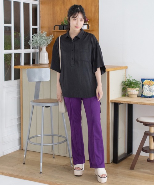 Mysa&Liina(ミーサリーナ)の「カットフレアパンツ(スラックス・レディース・ブラック/パープル/レッド/ピンク・M)」の6枚目の写真