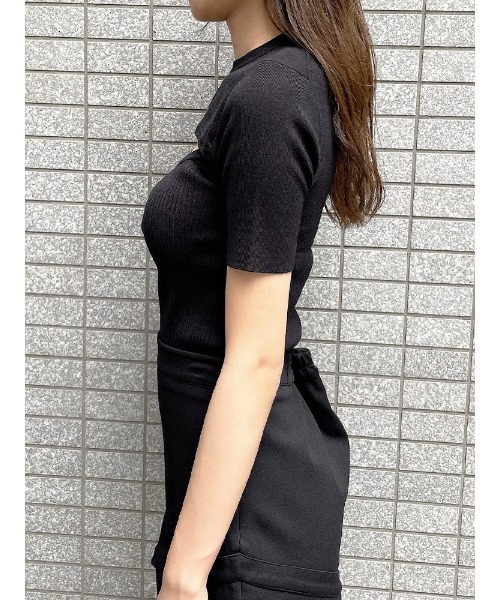 ENVYM（アンビー）の「ハーフスリーブＯｐｅｎＦｒｏｎｔＫｎｉｔＰＯ（ニット/セーター・レディース・ブラック/ホワイト・FREE）」の11枚目の写真