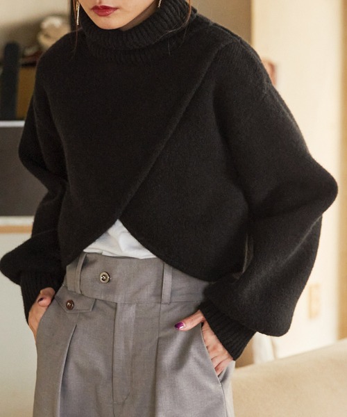 Keeepy(キーピー)の「【Keeepy】volume sleeve turtleneck knit pullover(ニット/セーター・レディース・ブラック/アイボリー・FREE)」の2枚目の写真