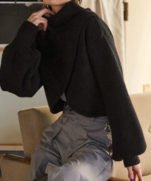Keeepy(キーピー)の「【Keeepy】volume sleeve turtleneck knit pullover(ニット/セーター・レディース・ブラック/アイボリー・FREE)」の12枚目の写真