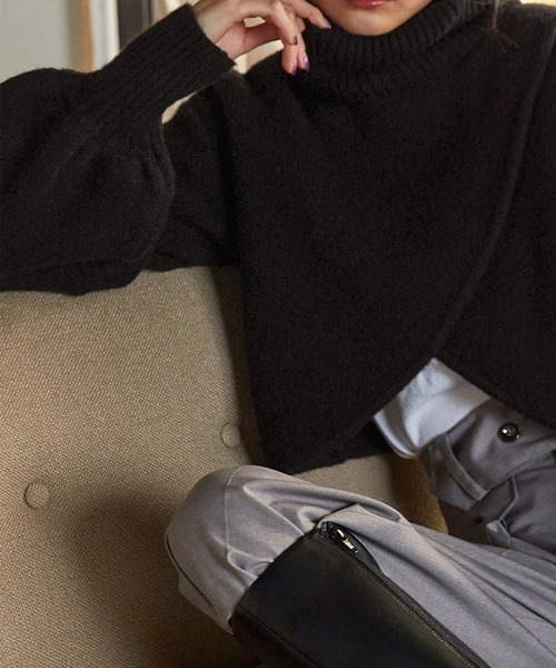 Keeepy(キーピー)の「【Keeepy】volume sleeve turtleneck knit pullover(ニット/セーター・レディース・ブラック/アイボリー・FREE)」の8枚目の写真