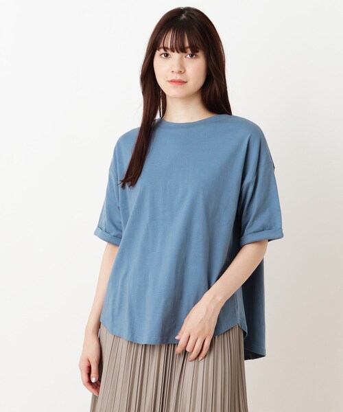 DRESKIP（ドレスキップ）の「◆裾ラウンドTシャツ（Tシャツ/カットソー・レディース・ブラック/ナチュラル/ライトブルー/ダークブラウン・02/04/03）」の4枚目の写真