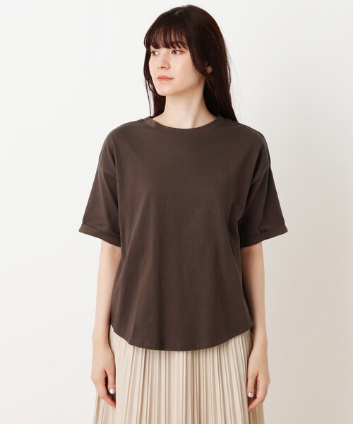 DRESKIP（ドレスキップ）の「◆裾ラウンドTシャツ（Tシャツ/カットソー・レディース・ブラック/ナチュラル/ライトブルー/ダークブラウン・02/04/03）」の5枚目の写真