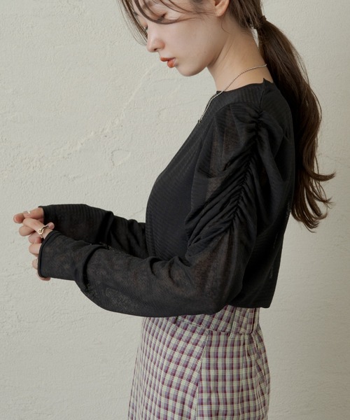 Kastane（カスタネ）の「ジゴスリーブシアープルオーバー（Tシャツ/カットソー・レディース・オフホワイト/ブラック・FREE）」の2枚目の写真