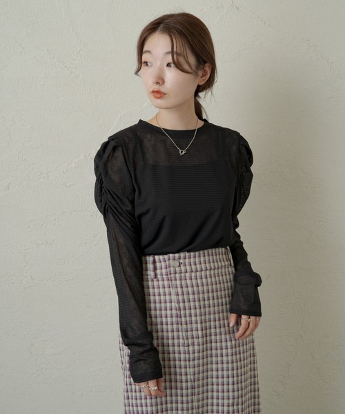 Kastane（カスタネ）の「ジゴスリーブシアープルオーバー（Tシャツ/カットソー・レディース・オフホワイト/ブラック・FREE）」の14枚目の写真
