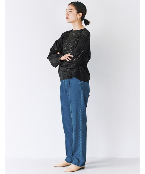 avecmoi（アヴェクモワ）の「【佐藤かなさんプロデュース】 アヴェクモワ　カットワークレースブラウス〈黒〉（シャツ/ブラウス・レディース・ブラック・MEDIUM）」の7枚目の写真