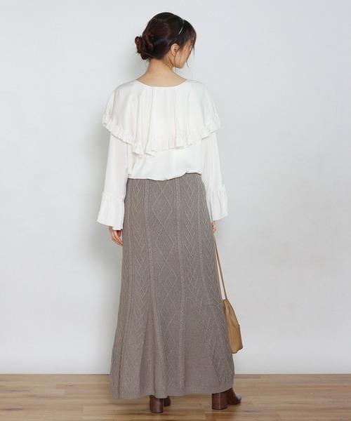 Crisp（クリスプ）の「ケーブルマーメイドスカート（スカート・レディース・ベージュ/グレー・FREE）」の21枚目の写真