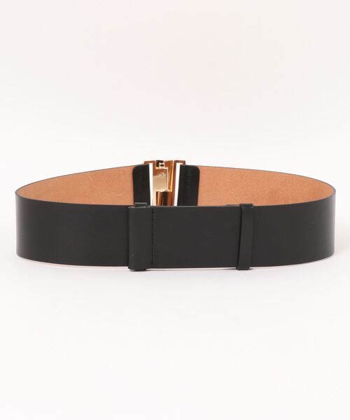 allureville(アルアバイル)の「ゴールドバックル太ベルト(ベルト・レディース・ブラック/グレイッシュベージュ・2)」の3枚目の写真