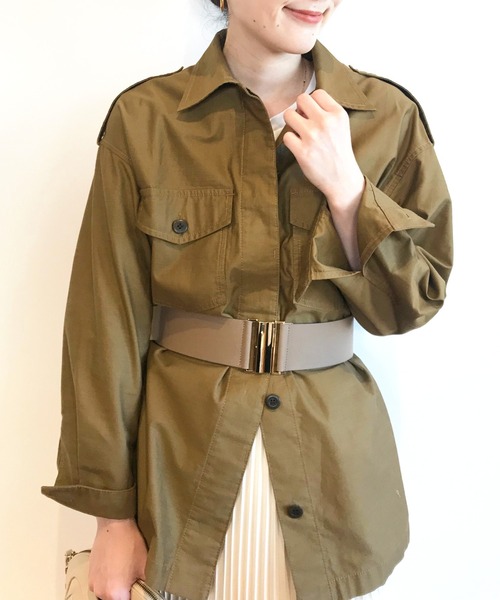 allureville(アルアバイル)の「ゴールドバックル太ベルト(ベルト・レディース・ブラック/グレイッシュベージュ・2)」の1枚目の写真