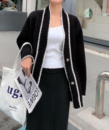 配色ステッチボア羽織