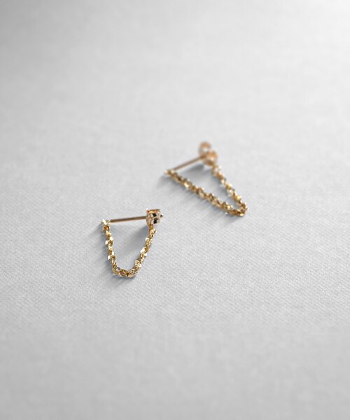COCOSHNIK(ココシュニック)の「K10モザイクチェーン フープピアス(ピアス(両耳用)・レディース・ホワイト系その他7・00)」の9枚目の写真