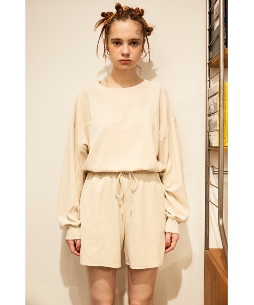 SLY（スライ）の「【Sly Skin】VELOURS CROP TOPS/クロップトップス（ルームウェア/パジャマ・レディース・アイボリー/ミント・FREE）」の3枚目の写真