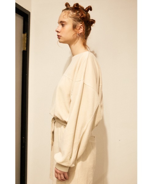 SLY（スライ）の「【Sly Skin】VELOURS CROP TOPS/クロップトップス（ルームウェア/パジャマ・レディース・アイボリー/ミント・FREE）」の5枚目の写真