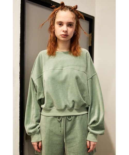 SLY（スライ）の「【Sly Skin】VELOURS CROP TOPS/クロップトップス（ルームウェア/パジャマ・レディース・アイボリー/ミント・FREE）」の14枚目の写真