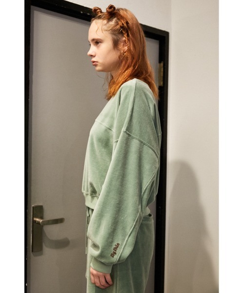 SLY（スライ）の「【Sly Skin】VELOURS CROP TOPS/クロップトップス（ルームウェア/パジャマ・レディース・アイボリー/ミント・FREE）」の8枚目の写真