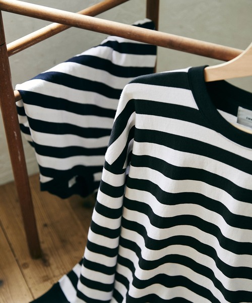 EMMA CLOTHES（エマクローズ）の「オーバーサイズ ボーダーL/Sカットソー EMMA CLOTHES（Tシャツ/カットソー・メンズ・ブラック/ネイビー・M/L）」の15枚目の写真