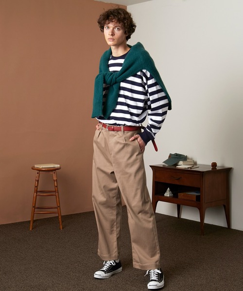 EMMA CLOTHES（エマクローズ）の「オーバーサイズ ボーダーL/Sカットソー EMMA CLOTHES（Tシャツ/カットソー・メンズ・ブラック/ネイビー・M/L）」の22枚目の写真