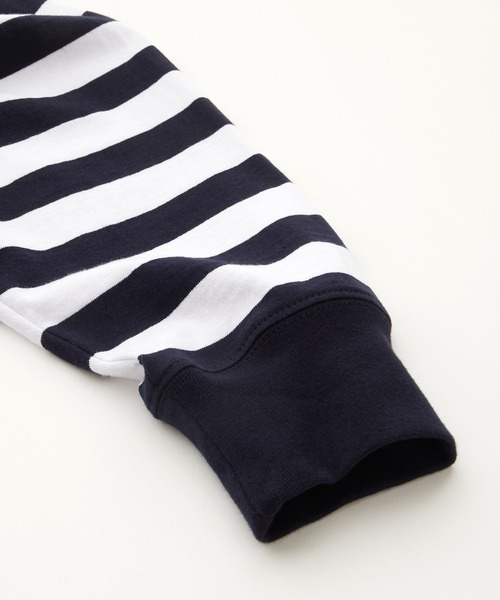 EMMA CLOTHES（エマクローズ）の「オーバーサイズ ボーダーL/Sカットソー EMMA CLOTHES（Tシャツ/カットソー・メンズ・ブラック/ネイビー・M/L）」の5枚目の写真