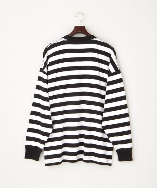 EMMA CLOTHES（エマクローズ）の「オーバーサイズ ボーダーL/Sカットソー EMMA CLOTHES（Tシャツ/カットソー・メンズ・ブラック/ネイビー・M/L）」の8枚目の写真