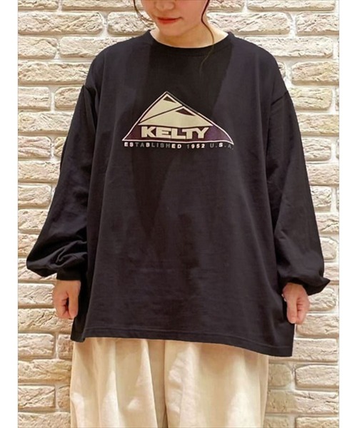 Samansa Mos2（サマンサ モスモス）の「【KELTY別注】ビッグシルエット発泡プリント長袖Tシャツ（Tシャツ/カットソー・レディース・チャコール/ベージュ/マスタード・ﾌﾘ-）」の2枚目の写真