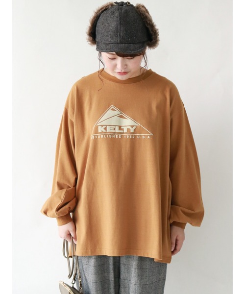 Samansa Mos2（サマンサ モスモス）の「【KELTY別注】ビッグシルエット発泡プリント長袖Tシャツ（Tシャツ/カットソー・レディース・チャコール/ベージュ/マスタード・ﾌﾘ-）」の3枚目の写真
