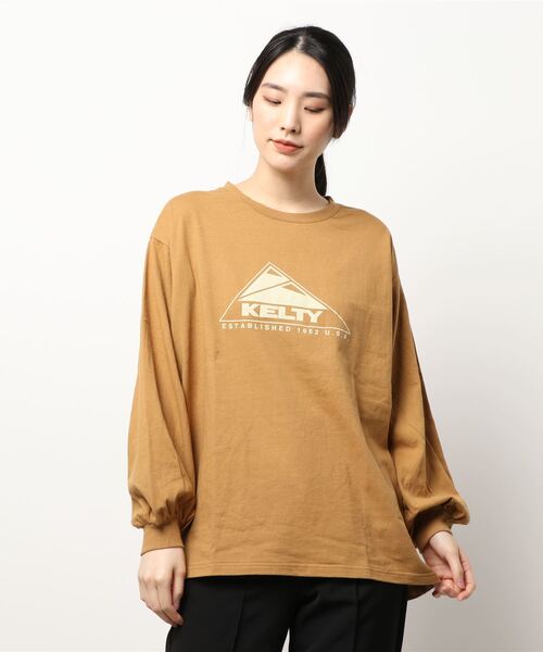 Samansa Mos2（サマンサ モスモス）の「【KELTY別注】ビッグシルエット発泡プリント長袖Tシャツ（Tシャツ/カットソー・レディース・チャコール/ベージュ/マスタード・ﾌﾘ-）」の7枚目の写真