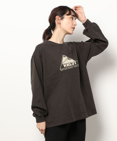 Samansa Mos2（サマンサ モスモス）の「【KELTY別注】ビッグシルエット発泡プリント長袖Tシャツ（Tシャツ/カットソー・レディース・チャコール/ベージュ/マスタード・ﾌﾘ-）」の8枚目の写真