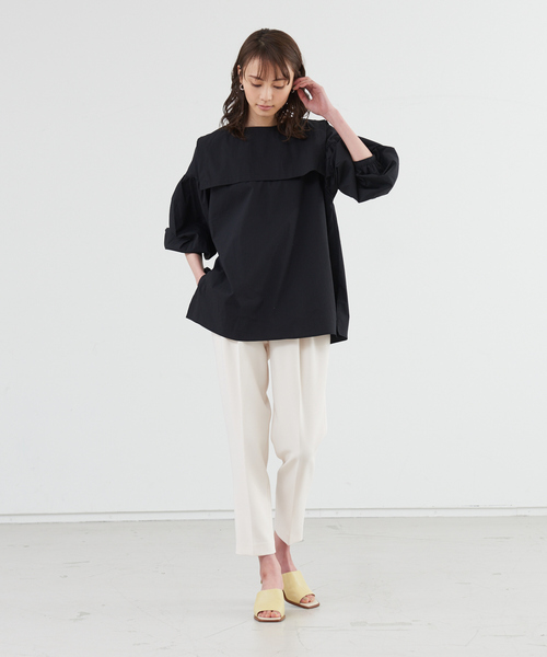 abahouse mavie（アバハウスマヴィ）の「【感嘆パンツ】タックテーパードパンツ（その他パンツ・レディース・ストライプ/オフホワイト/グリーン/ブラック/チェック/セージグリーン・32/34/36/38/40）」の7枚目の写真