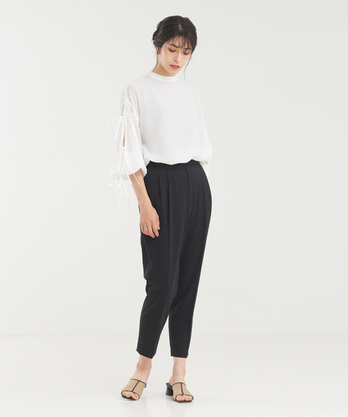 abahouse mavie（アバハウスマヴィ）の「【感嘆パンツ】タックテーパードパンツ（その他パンツ・レディース・ストライプ/オフホワイト/グリーン/ブラック/チェック/セージグリーン・32/34/36/38/40）」の17枚目の写真