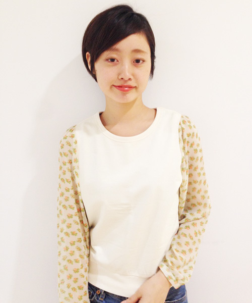 Kastane（カスタネ）の「【Kastane】袖シフォン9分袖プルオーバー（Tシャツ/カットソー・レディース・チャコールグレー/ベージュ/スミクロ/ホワイト系その他/ホワイト/ブラック系その他・FREE）」の3枚目の写真