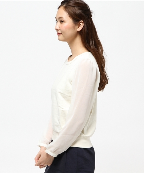 Kastane（カスタネ）の「【Kastane】袖シフォン9分袖プルオーバー（Tシャツ/カットソー・レディース・チャコールグレー/ベージュ/スミクロ/ホワイト系その他/ホワイト/ブラック系その他・FREE）」の17枚目の写真