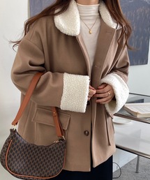 Diosfront | ボア衿フェイクウールブルゾンジャケット(ブルゾン)