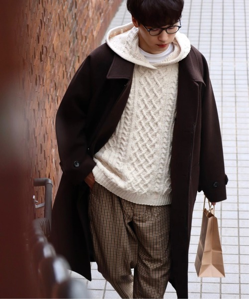 INTER FACTORY（インターファクトリー）の「【WEARISTA 風早ゆうた - リラックス フィッシャーマン ニット プルオーバー / ケーブル アランセーター フード付き　made in INTER FACTORY】（パーカー・メンズ・アイボリー・MEDIUM/LARGE）」の8枚目の写真