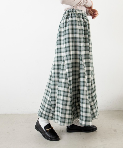 ANGIE(アンジー)の「ハイウエストチェック柄マーメイドロングスカート(スカート・レディース・ブラック系その他/グリーン系その他/ホワイト系その他・FREE)」の21枚目の写真
