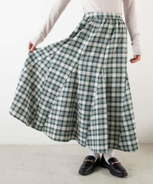 ANGIE(アンジー)の「ハイウエストチェック柄マーメイドロングスカート(スカート・レディース・ブラック系その他/グリーン系その他/ホワイト系その他・FREE)」の8枚目の写真