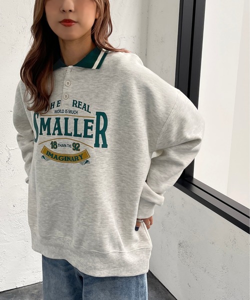 apres jour mignon(アプレジュールミニョン)の「カレッジロゴポロスウェット【ZOZOTOWN限定アイテム】(スウェット・レディース・オレンジ/グリーン/ナチュラル・X-LARGE/フリー)」の10枚目の写真