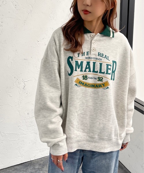 apres jour mignon(アプレジュールミニョン)の「カレッジロゴポロスウェット【ZOZOTOWN限定アイテム】(スウェット・レディース・オレンジ/グリーン/ナチュラル・X-LARGE/フリー)」の16枚目の写真