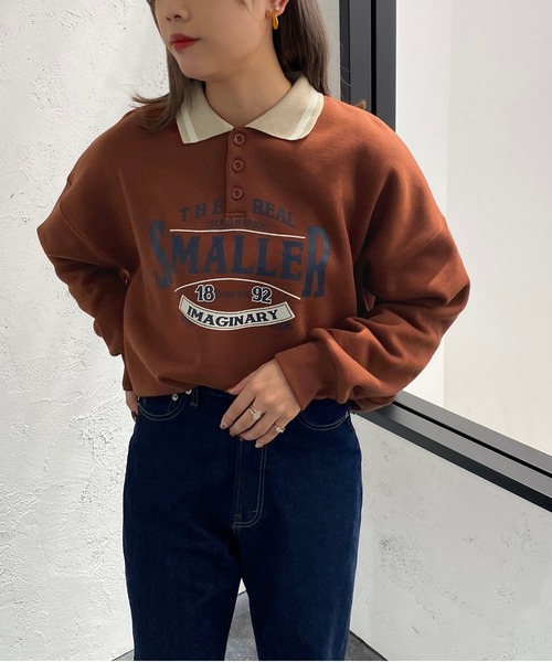 apres jour mignon(アプレジュールミニョン)の「カレッジロゴポロスウェット【ZOZOTOWN限定アイテム】(スウェット・レディース・オレンジ/グリーン/ナチュラル・X-LARGE/フリー)」の15枚目の写真