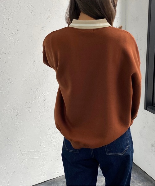 apres jour mignon(アプレジュールミニョン)の「カレッジロゴポロスウェット【ZOZOTOWN限定アイテム】(スウェット・レディース・オレンジ/グリーン/ナチュラル・X-LARGE/フリー)」の6枚目の写真