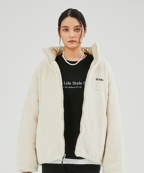 crump（クランプ）の「【crump 】リバーシブルフリースパディングジャンパー（ダウンジャケット/コート・レディース・ブラック/アイボリー・MEDIUM/LARGE）」の6枚目の写真