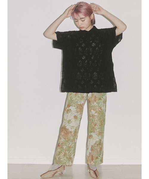 merry jenny（メリージェニー）の「floralジャガードパンツ（その他パンツ・レディース・ブルー/イエロー・SMALL/MEDIUM）」の4枚目の写真