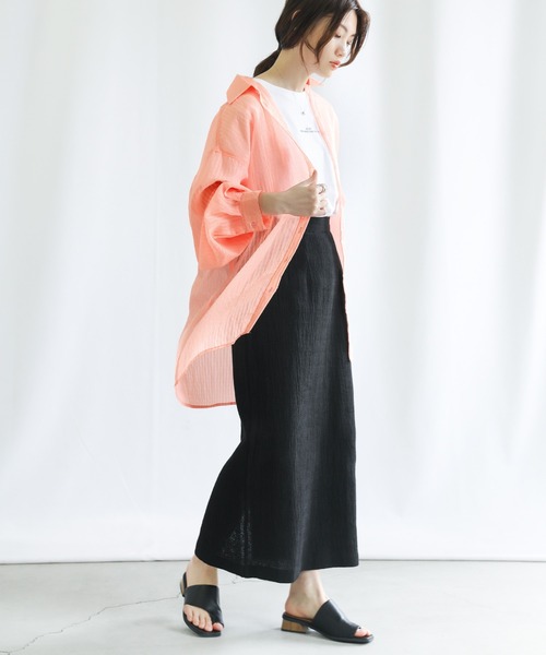 select MOCA（セレクトモカ）の「シアーストライプオーバーシャツ（シャツ/ブラウス・レディース・ピンク/ライム/アイボリー・FREE）」の19枚目の写真