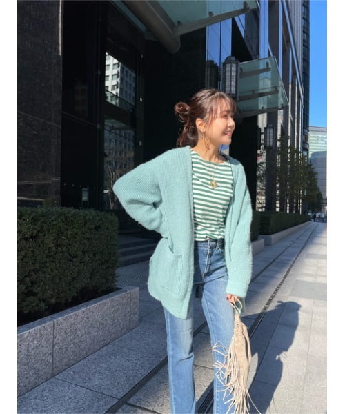 crie conforto（クリーコンフォルト）の「フラッフィーニットカーデ（カーディガン/ボレロ・レディース・ブラウン/ミント/ライトピンク/ライトイエロー・SMALL/MEDIUM）」の9枚目の写真