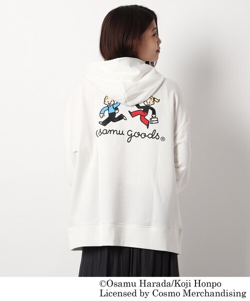 OSAMU GOODS（オサムグッズ）の「◆OSAMU GOODS/オサムグッズ コラボ バックプリント 裏毛フーディー（パーカー・レディース・グレー/ベージュ/アイボリー・99）」の2枚目の写真