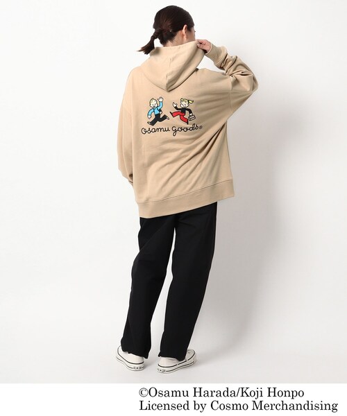 OSAMU GOODS（オサムグッズ）の「◆OSAMU GOODS/オサムグッズ コラボ バックプリント 裏毛フーディー（パーカー・レディース・グレー/ベージュ/アイボリー・99）」の7枚目の写真