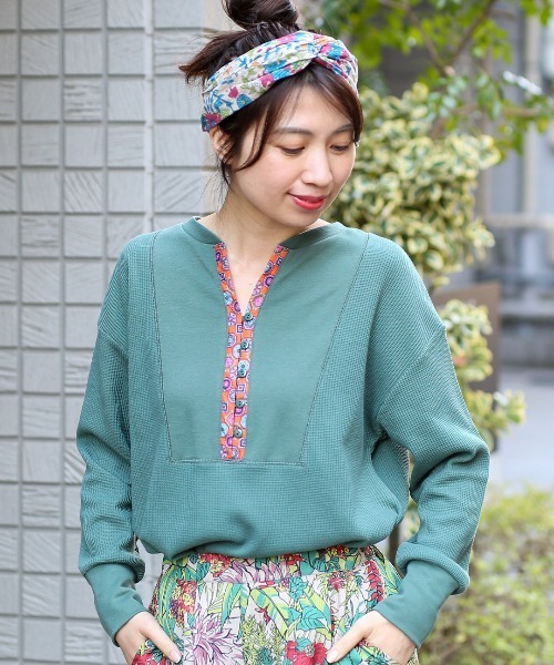 チチカカ（チチカカ）の「吸汗速乾ワッフルチュニックプルオーバー（Tシャツ/カットソー・レディース・グリーン/イエロー/アイボリー・FREE）」の3枚目の写真