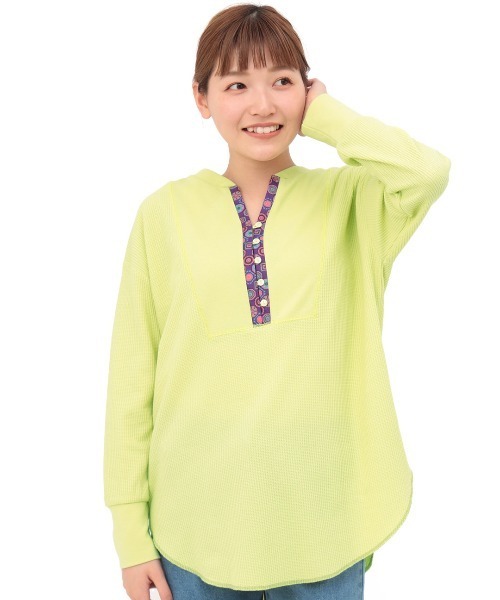 チチカカ（チチカカ）の「吸汗速乾ワッフルチュニックプルオーバー（Tシャツ/カットソー・レディース・グリーン/イエロー/アイボリー・FREE）」の8枚目の写真
