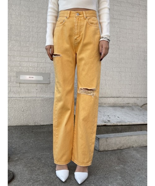 EGOIST(エゴイスト)の「EGストレートデニムパンツIII(デニムパンツ・レディース・ベージュ/オレンジ・SS/M/S)」の19枚目の写真