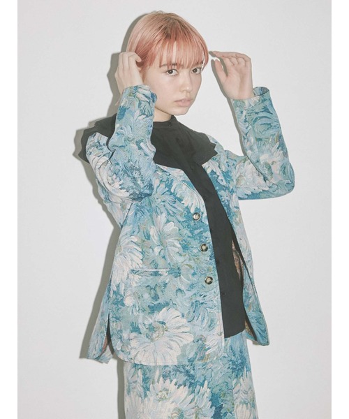 merry jenny（メリージェニー）の「floralジャガードジャケット（その他アウター・レディース・イエロー/ブルー・FREE）」の11枚目の写真