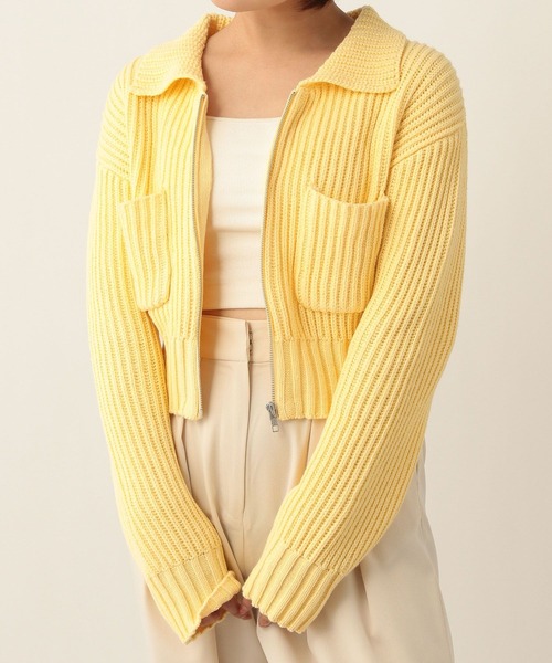 Heather（ヘザー）の「ZIPアゼ編みニットカーディガン 263129